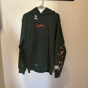 Gallery department DEPT green paint splatter hoodie size Large